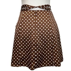NWT Gianni Bini Brown And White Polka Dot Tie Skirt, Sz 4